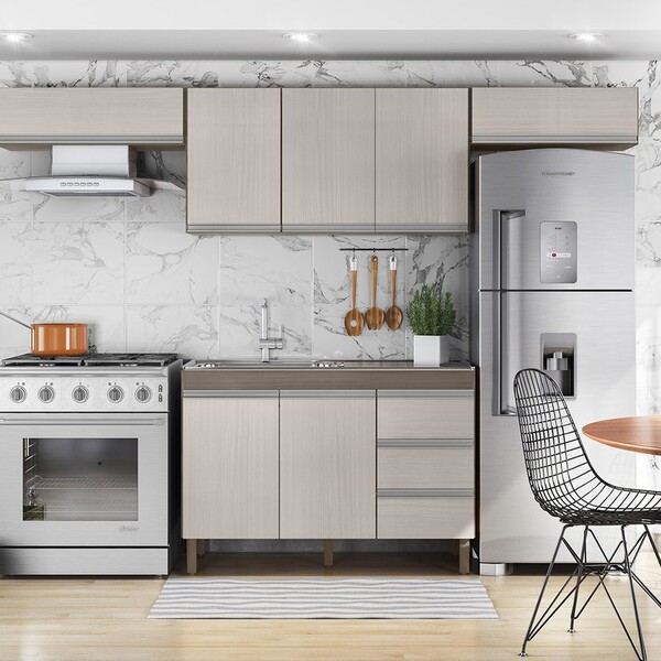 Cozinha Modulada Com 4 Módulos Karen 5700 Malbec Avela Petern