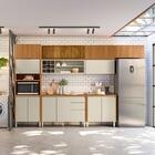 Cozinha Modulada Com Armário Aéreo Ripado 6 Módulos Nature Of