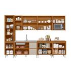Cozinha Modulada Com Armário Aéreo Ripado 7 Peças Nature Off