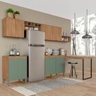 Cozinha Modulada Com Mesa 7 Peças Vitória Carvalho/menta - Mó