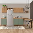 Cozinha Modulada Com Mesa 7 Peças Vitória Carvalho/menta - Mó