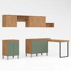 Cozinha Modulada Com Mesa 7 Peças Vitória Carvalho/menta - Mó