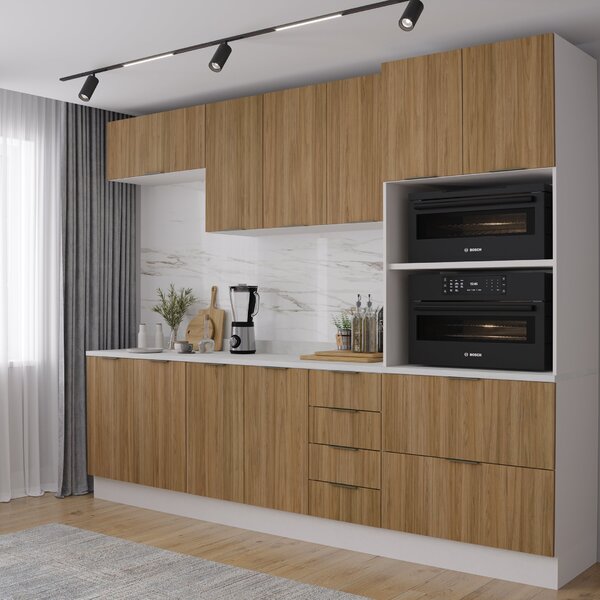 Cozinha Modulada Com Tampo 2 Aéreos 2 Balcões 1 Torre Quente