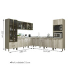 Cozinha Modulada Com Torre Quente E Cristaleira 9 Peças Lovel