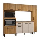 Cozinha Modulada Compacta 4 Peças Berlim Ipê/cristalo