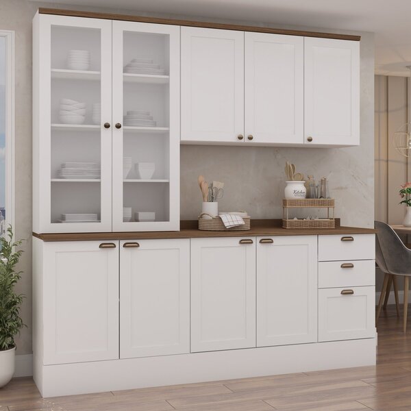 Cozinha Modulada Compacta 4 Peças Com Armário Aéreo 2 Portas