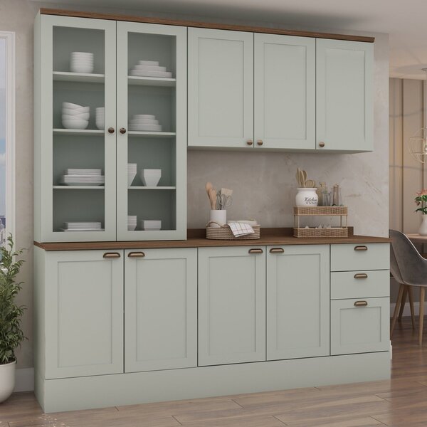 Cozinha Modulada Compacta 4 Peças Com Armário Aéreo 2 Portas