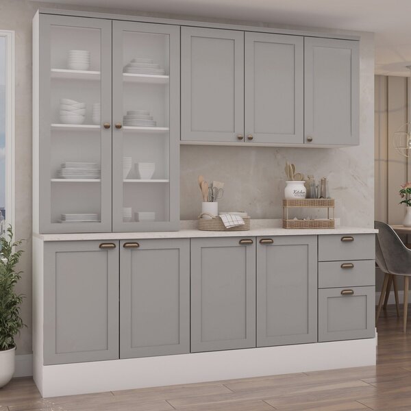 Cozinha Modulada Compacta 4 Peças Com Armário Aéreo 2 Portas