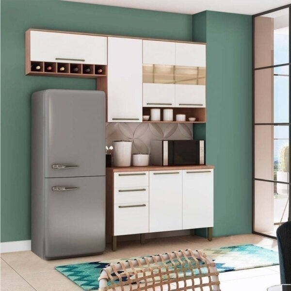 Cozinha Modulada Compacta Com 3 Peças 7 Portas 2 Gavetas E Vi