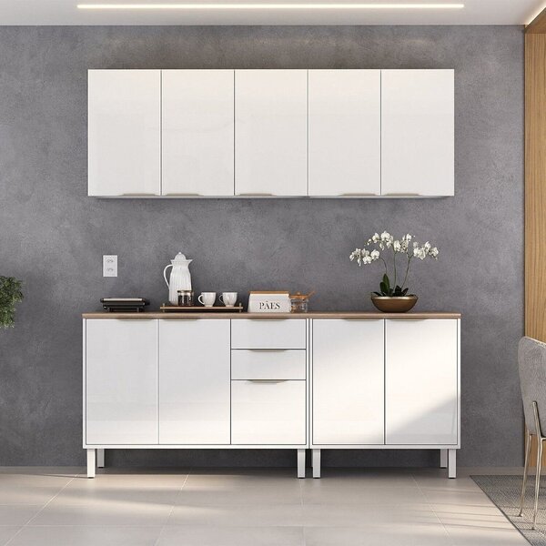 Cozinha Modulada Compacta Em Aço 4 Peças 10 Portas 2 Gavetas