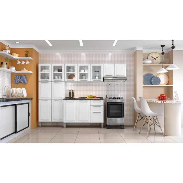 Cozinha Modulada Compacta Em Aço 4 Peças 13 Portas 2 Gavetas