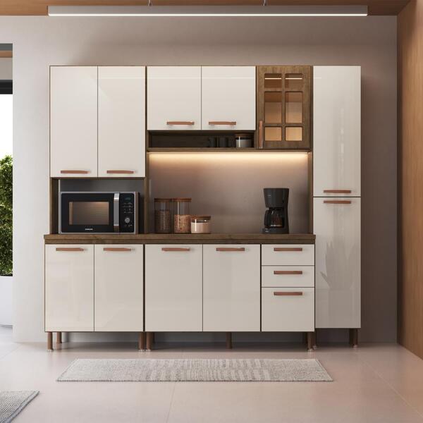 Cozinha Modulada Compacta Fidelitá Berlim 4 Peças 225cm 12 Po