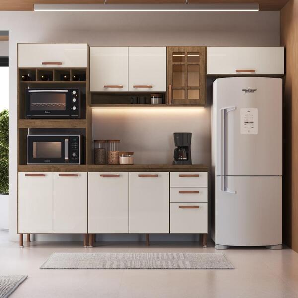 Cozinha Modulada Compacta Fidelitá Berlim 4 Peças 270cm 10 Po