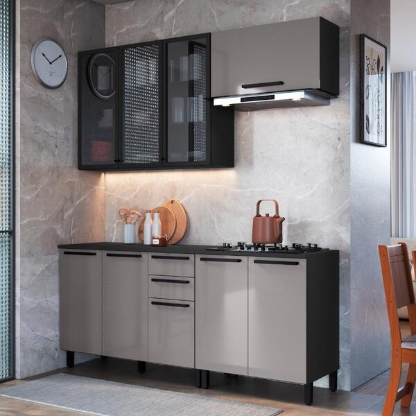 Cozinha Modulada Compacta Fidelitá Mônaco 4 Peças 200cm 9 Por