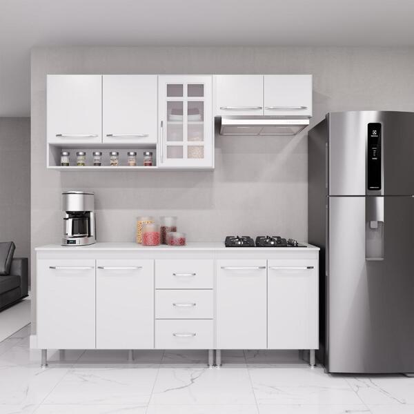 Cozinha Modulada Compacta Fidelitá Viena 4 Peças 190cm 9 Port