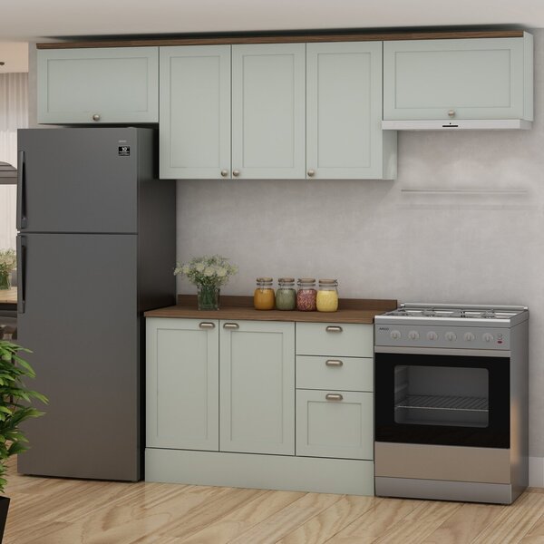 Cozinha Modulada Compacta Iluminata 4 Peças Verde Mint