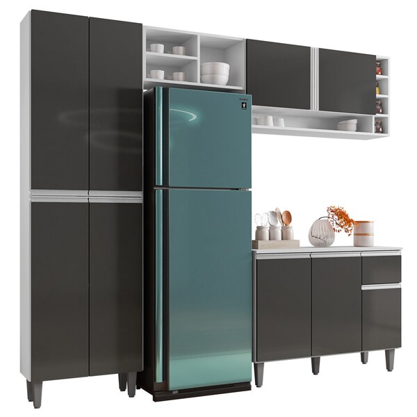 Cozinha Modulada Completa 230cm Com Balcão E Armário Aéreo Va