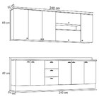 Cozinha Modulada Completa 240cm 10 Peças 11 Portas 3 Gavetas