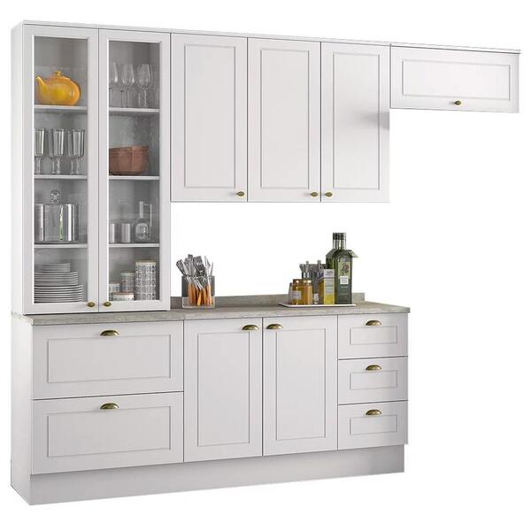 Cozinha Modulada Completa 271cm 5 Peças Com Cristaleira 8 Por