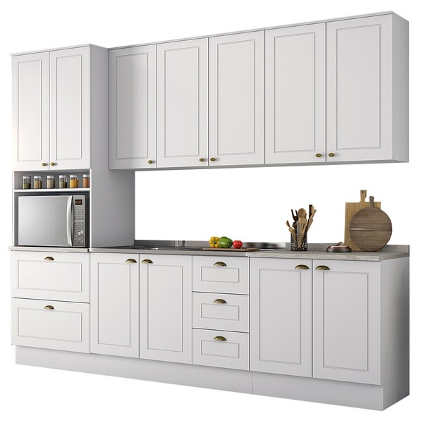 Cozinha Modulada Completa 271cm 6 Peças 11 Portas 100%mdf Ame