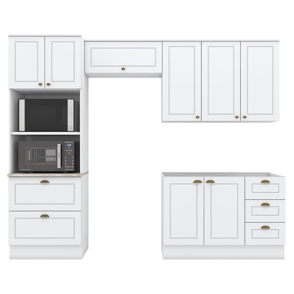 Cozinha Modulada Completa 271cm Com Torre Quente Dupla 4 Peça
