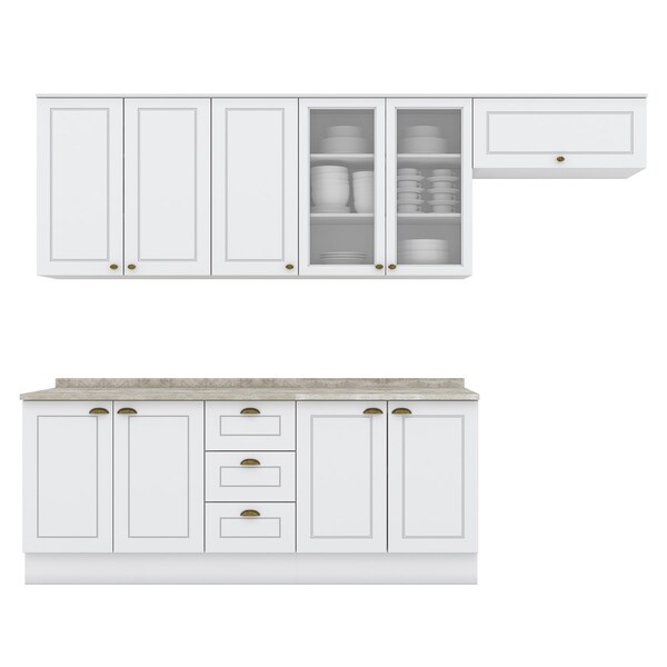 Cozinha Modulada Completa 280cm 7 Peças 10 Portas 3 Gavetas A
