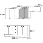 Cozinha Modulada Completa 280cm 7 Peças 10 Portas 3 Gavetas A