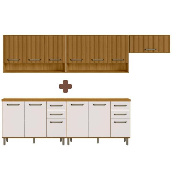 Cozinha Modulada Completa 5 Peças Freijó Off Acetinado Freijó