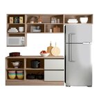 Cozinha Modulada Completa 6 Peças 6 Portas 3 Gavetas Com Port