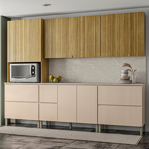 Cozinha Modulada Completa 7 Peças 9 Portas 4 Gavetas Balcão C