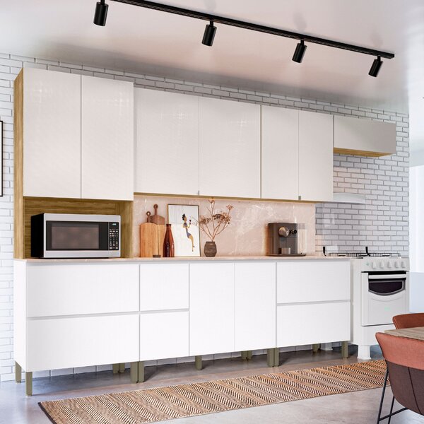 Cozinha Modulada Completa 8 Peças 10 Portas 4 Gavetas Balcão