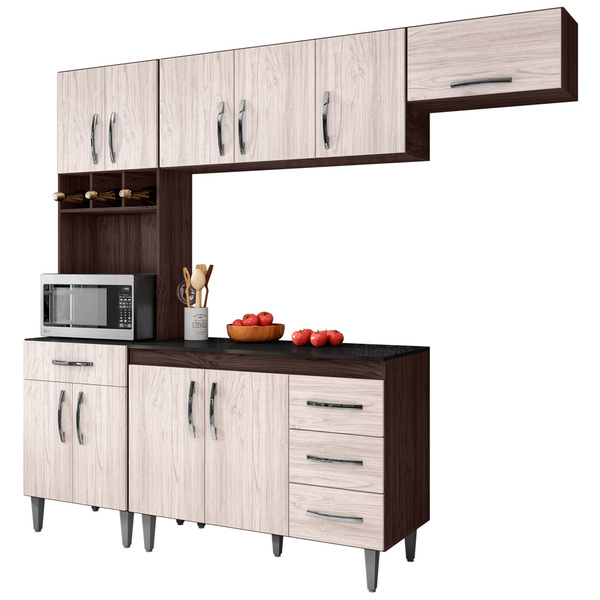 Cozinha Modulada Completa Clara 04 Peças Com Balcão Gabinete