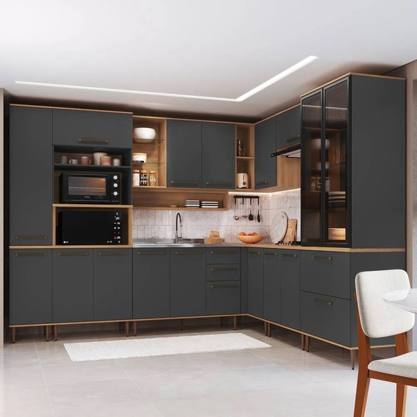 Cozinha Modulada Completa De Canto 10 Peças Linha Isabelle Is