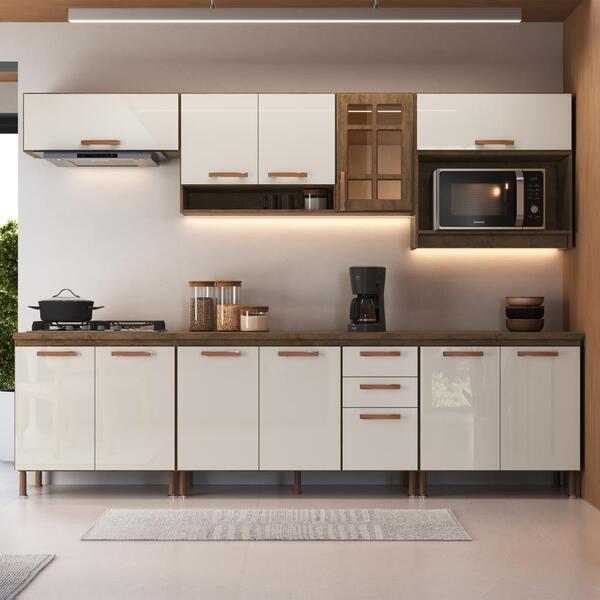 Cozinha Modulada Completa Fidelitá Berlim 6 Peças 280cm 12 Po