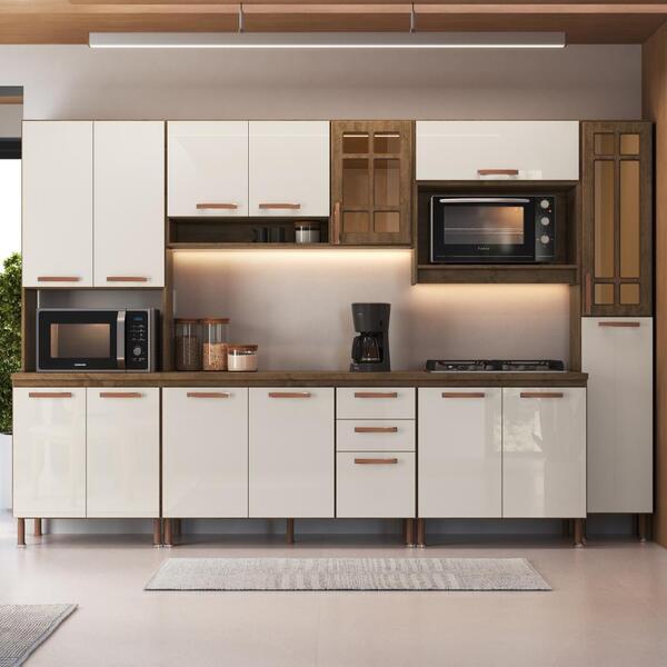 Cozinha Modulada Completa Fidelitá Berlim 6 Peças 305cm 15 Po
