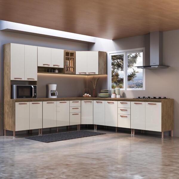Cozinha Modulada Completa Fidelitá Berlim 7 Peças 536cm 18 Po