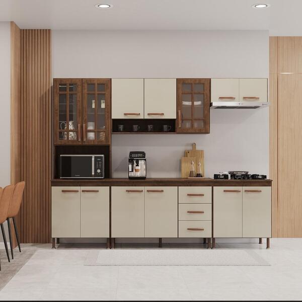 Cozinha Modulada Completa Fidelitá Lisboa 5 Peças 260cm 13 Po