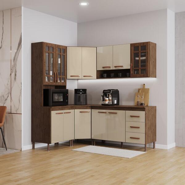 Cozinha Modulada Completa Fidelitá Lisboa 5 Peças 340cm 12 Po