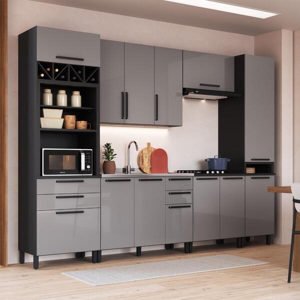 Cozinha Modulada Completa Fidelitá Mônaco 6 Peças 320cm 13 Po