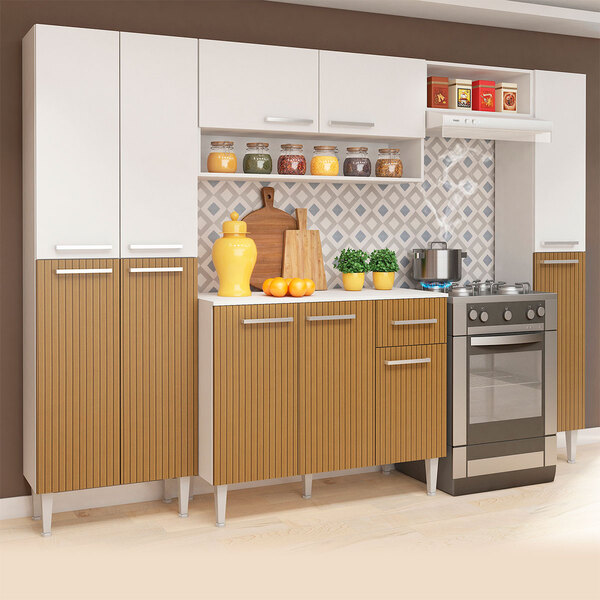 Cozinha Modulada Completa Madri 256 Cm 11 Portas 1 Gaveta Nic