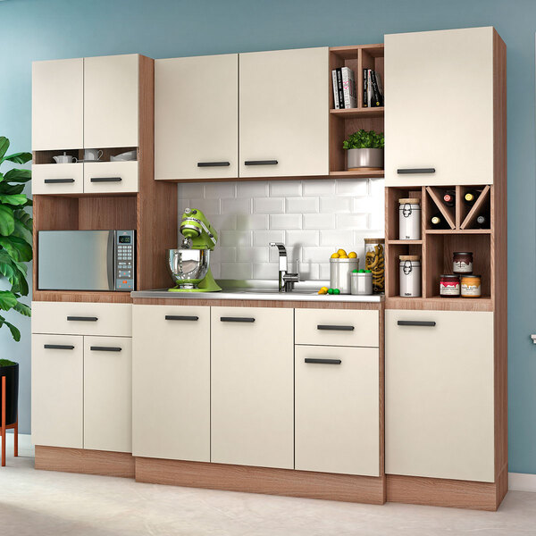 Cozinha Modulada Completa Select 225 Cm Balcão Armário Nicho