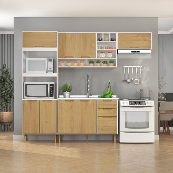 Cozinha Modulada Completa Sem Tampo 4 Peças 8 Portas 3 Gaveta
