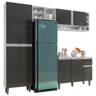 Cozinha Modulada Completa Vanessa 5 Peças 230cm Branco Cinza