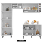 Cozinha Modulada Completa Vanessa 5 Peças 230cm Branco Cinza
