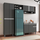 Cozinha Modulada Completa Vanessa 5 Peças 230cm Cinza Escuro