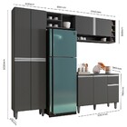 Cozinha Modulada Completa Vanessa 5 Peças 230cm Cinza Escuro