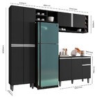 Cozinha Modulada Completa Vanessa 5 Peças 230cm Preto Fosco -