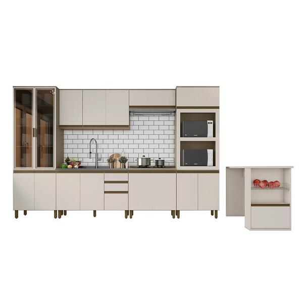 Cozinha Modulada Connect 6 Peças Com Ilha Gourmet - Móveis He