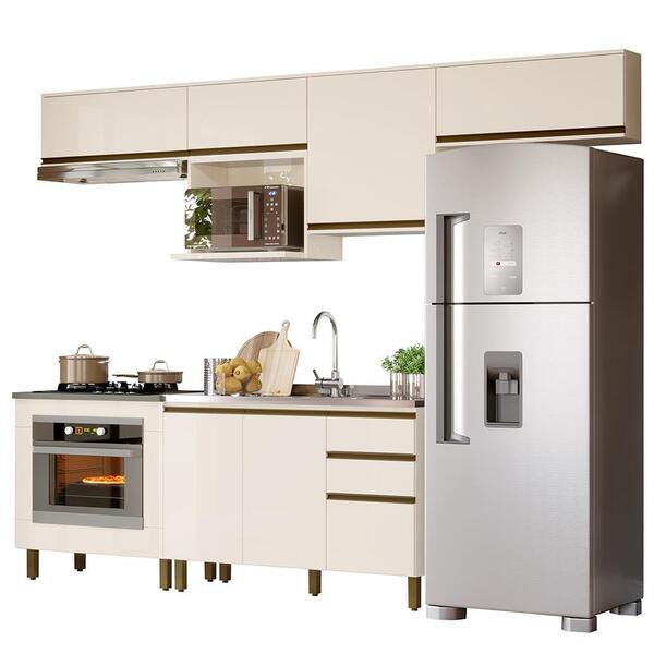 Cozinha Modulada Connect 7 Peças Com Balcão Forno - Móveis He