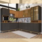 Cozinha Modulada De Canto  Cristaleira 4 Portas Vidros Reflec